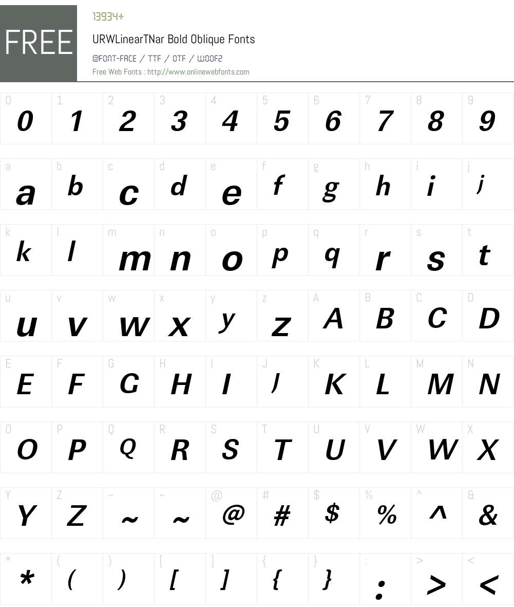 URWLinearTNar Font Screenshots