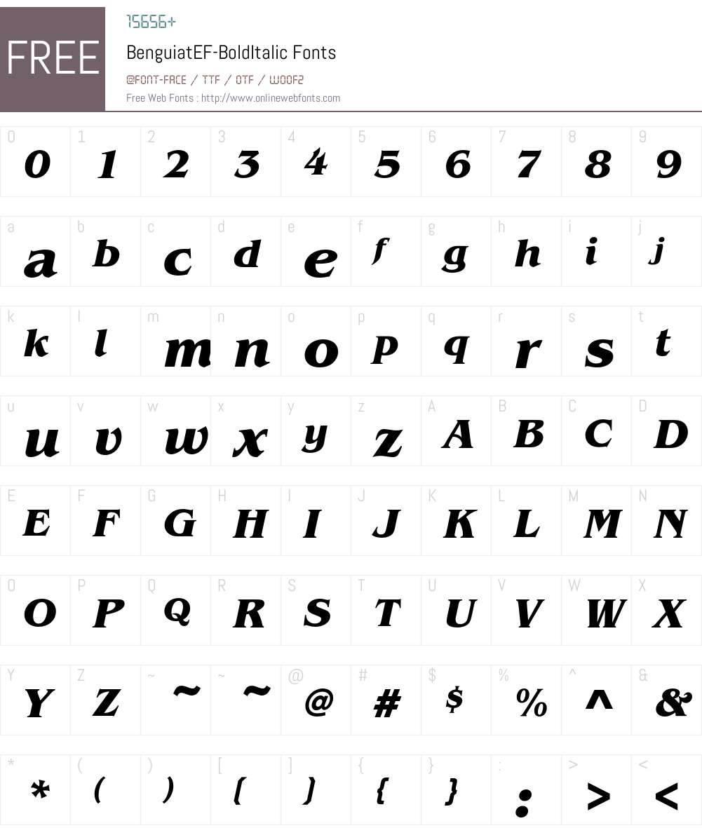 BenguiatEF-BoldItalic Font Screenshots