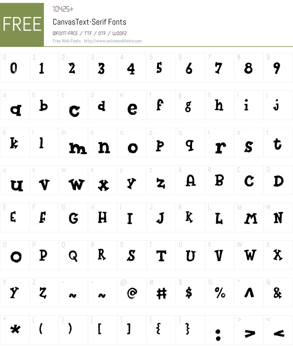 CanvasText-Serif Font Screenshots