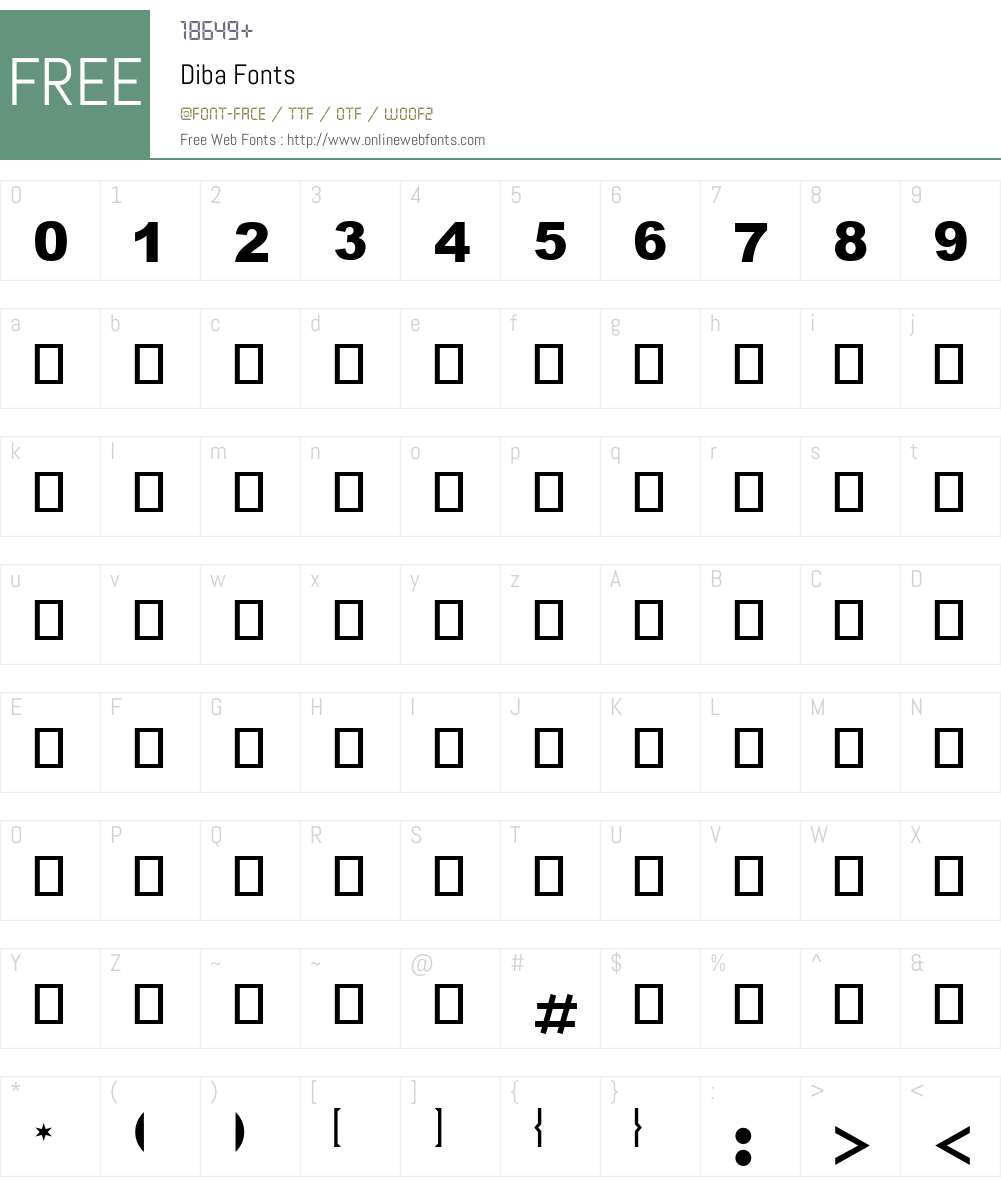 Diba Font Screenshots