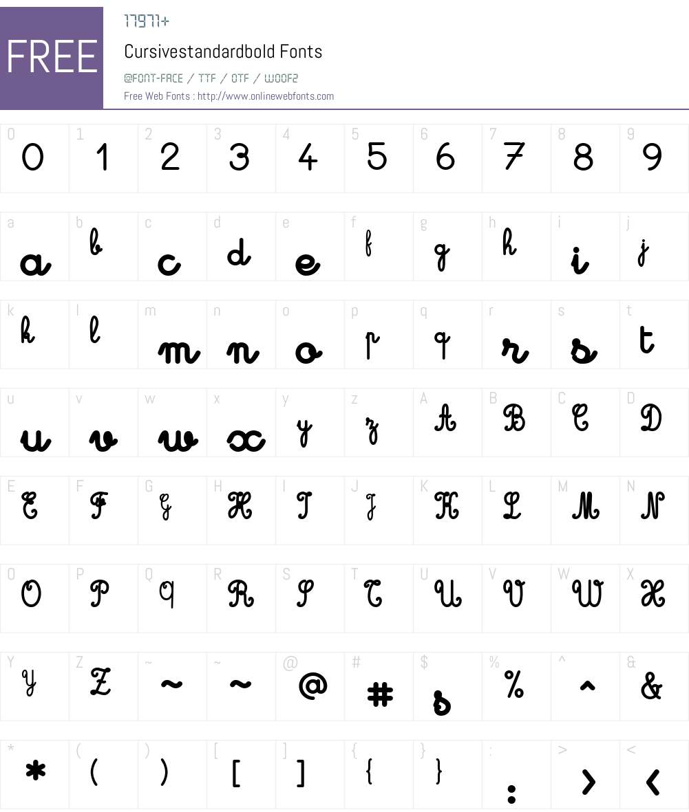 Cursive standard Font Screenshots
