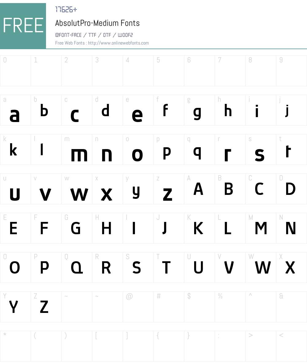 Absolut Pro reduced Font Screenshots