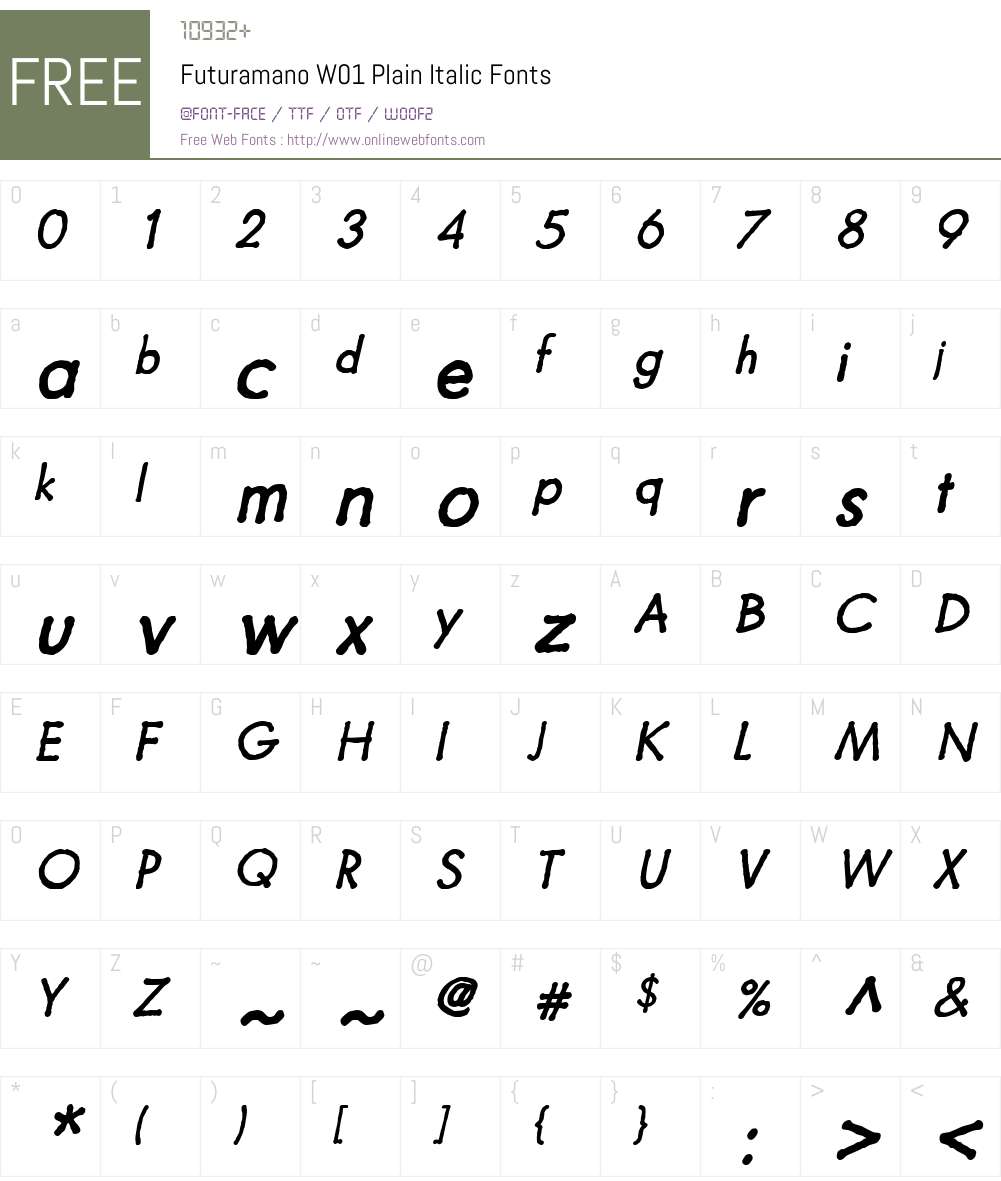 FuturamanoW01-PlainItalic Font Screenshots