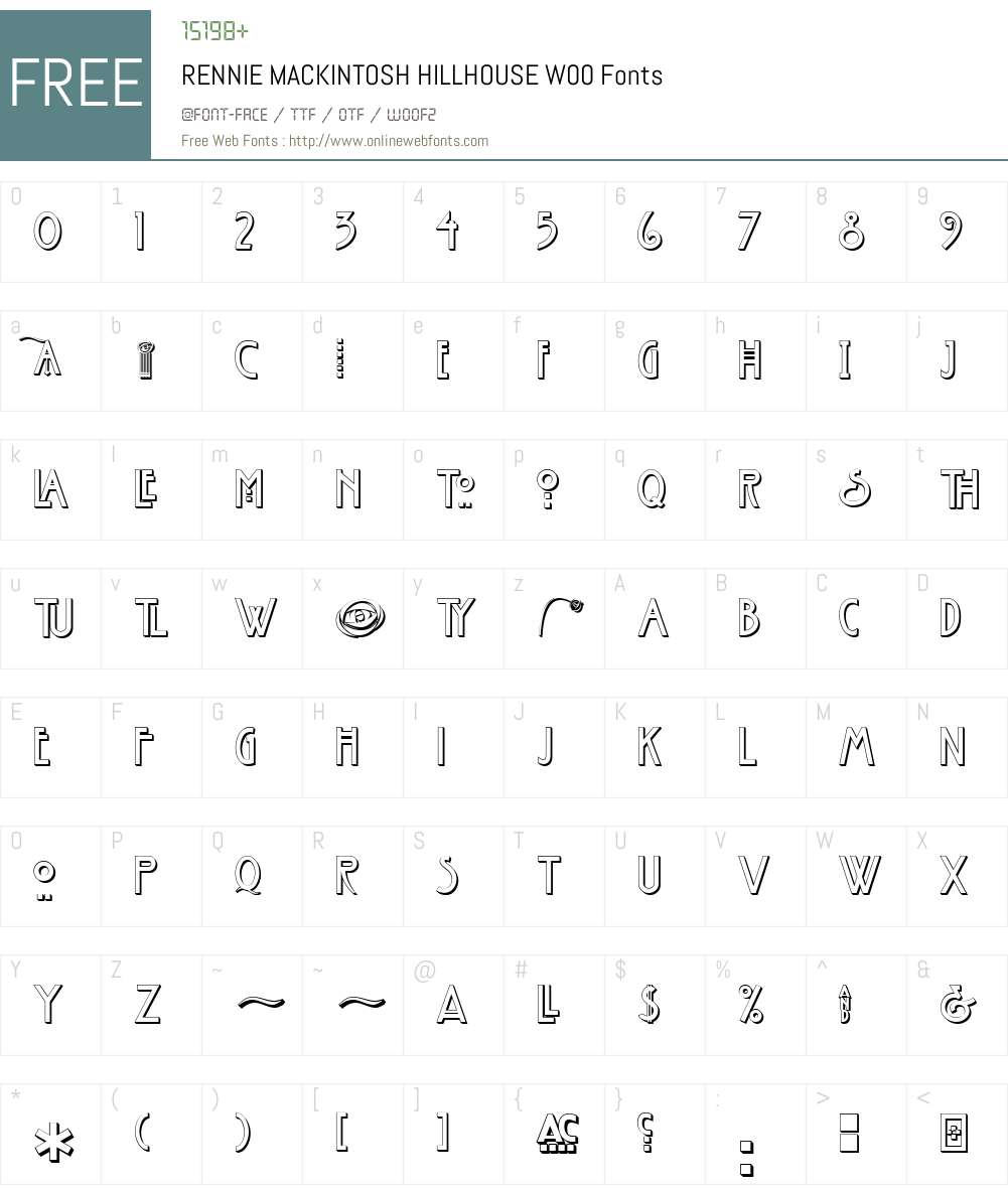 RENNIE MACKINTOSH HILLHOUSE Font Screenshots