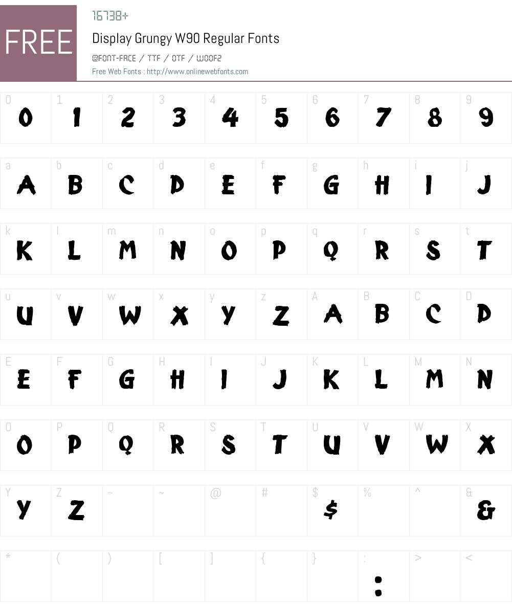 DisplayGrungyW90-Regular Font Screenshots
