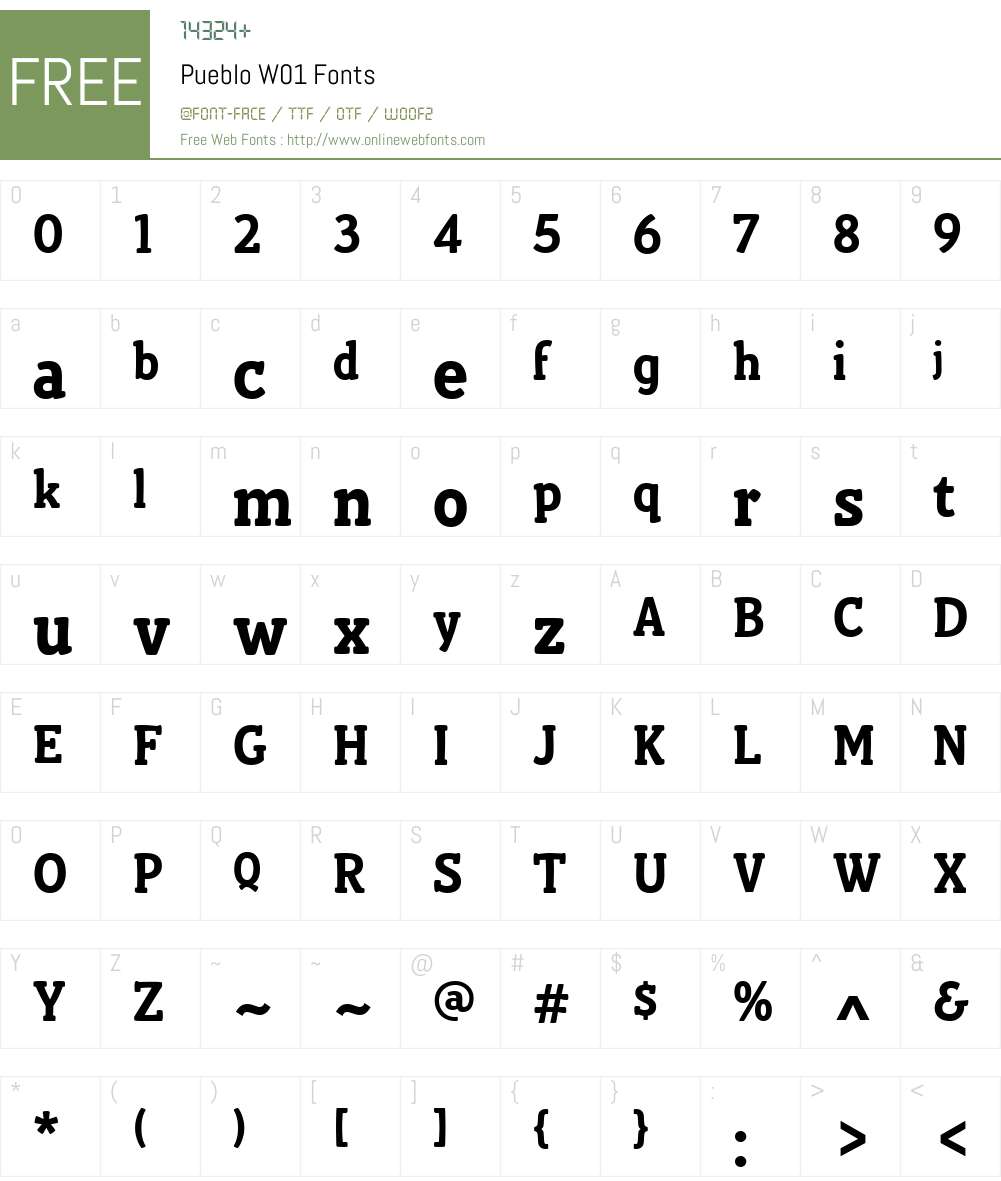 PuebloW01 Font Screenshots