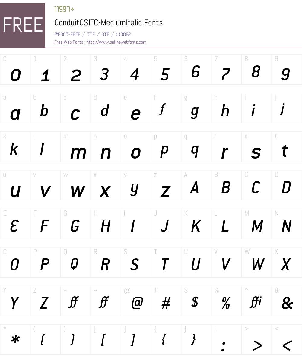 ConduitOSITC Font Screenshots