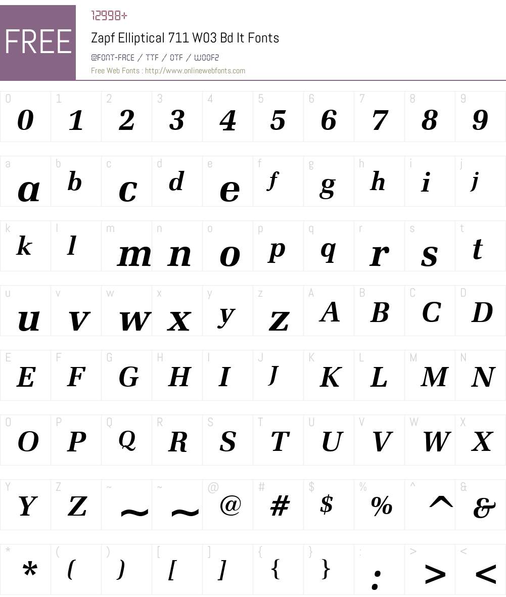 ZapfElliptical711W03-BdIt Font Screenshots