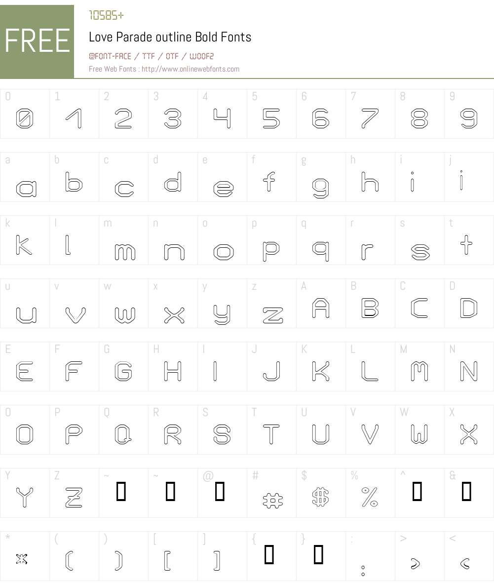 Love Parade outline Font Screenshots