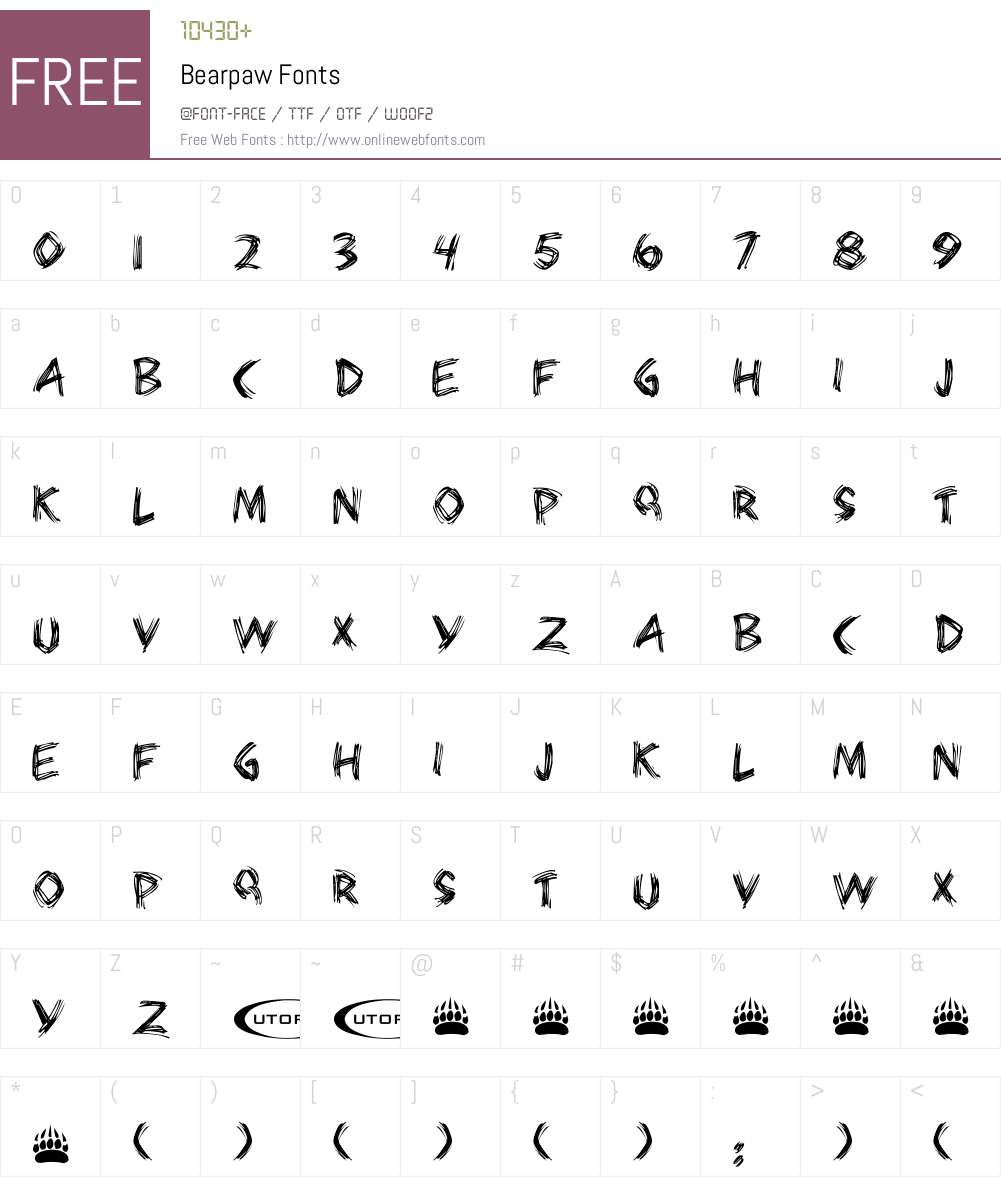 Bearpaw Font Screenshots