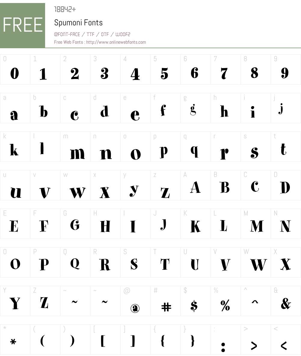 Spumoni Font Screenshots