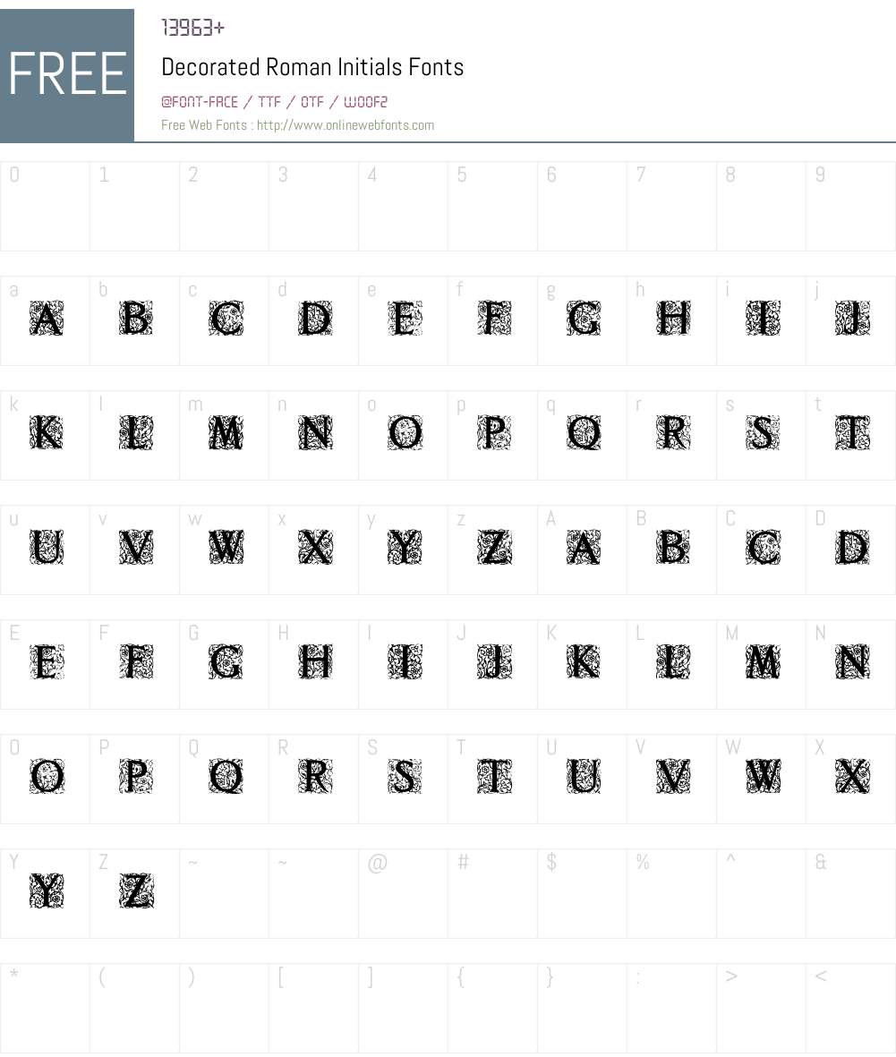 Decorated Roman Initials Font Screenshots