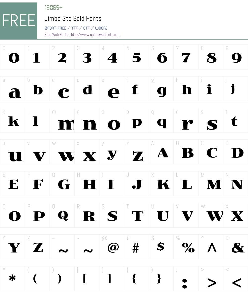 Jimbo Std Font Screenshots