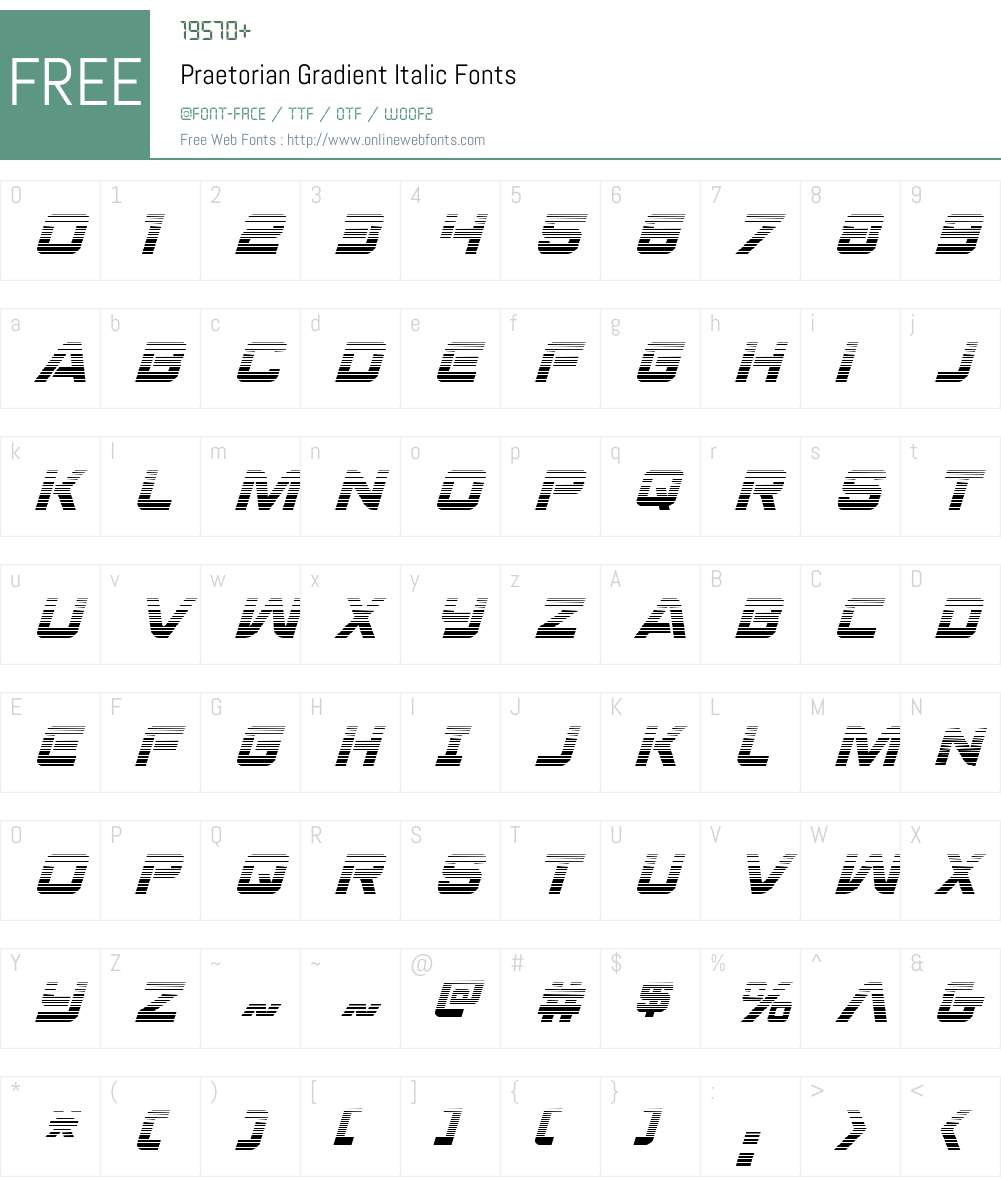 Praetorian Gradient Italic Font Screenshots