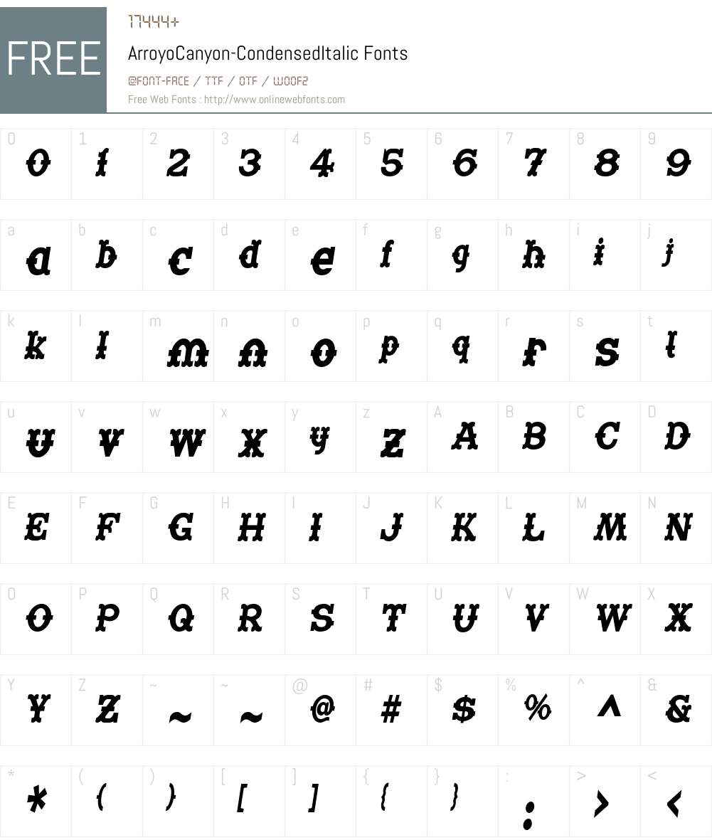 Arroyo Canyon Font Screenshots