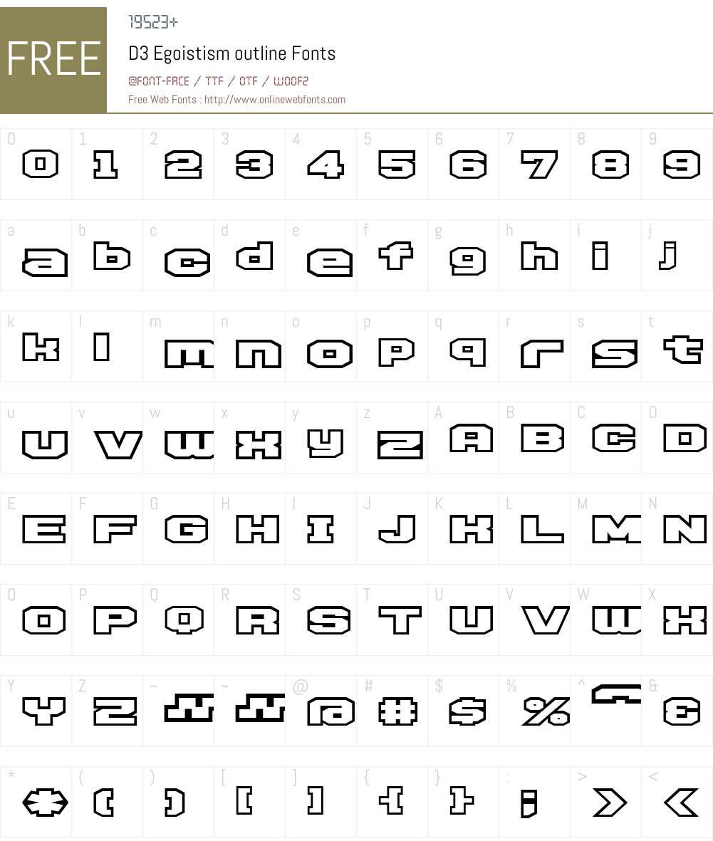 D3 Egoistism outline Font Screenshots