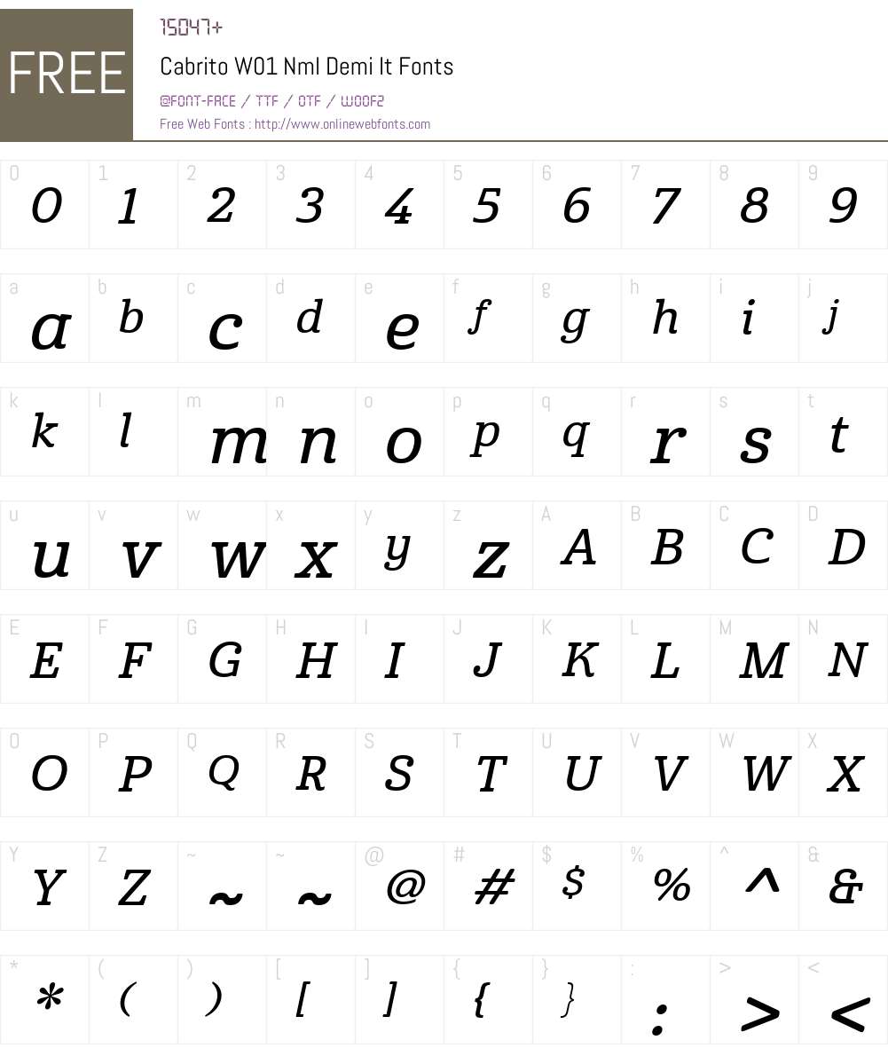 CabritoW01-NmlDemiIt Font Screenshots