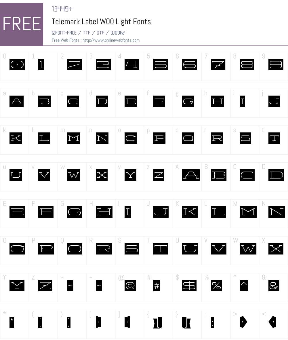 TelemarkLabelW00-Light Font Screenshots