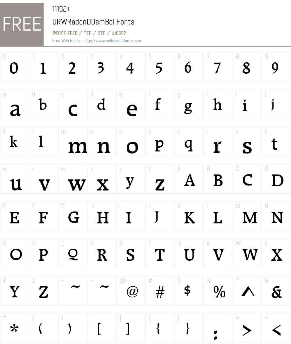 URWRadonDDemBol Font Screenshots