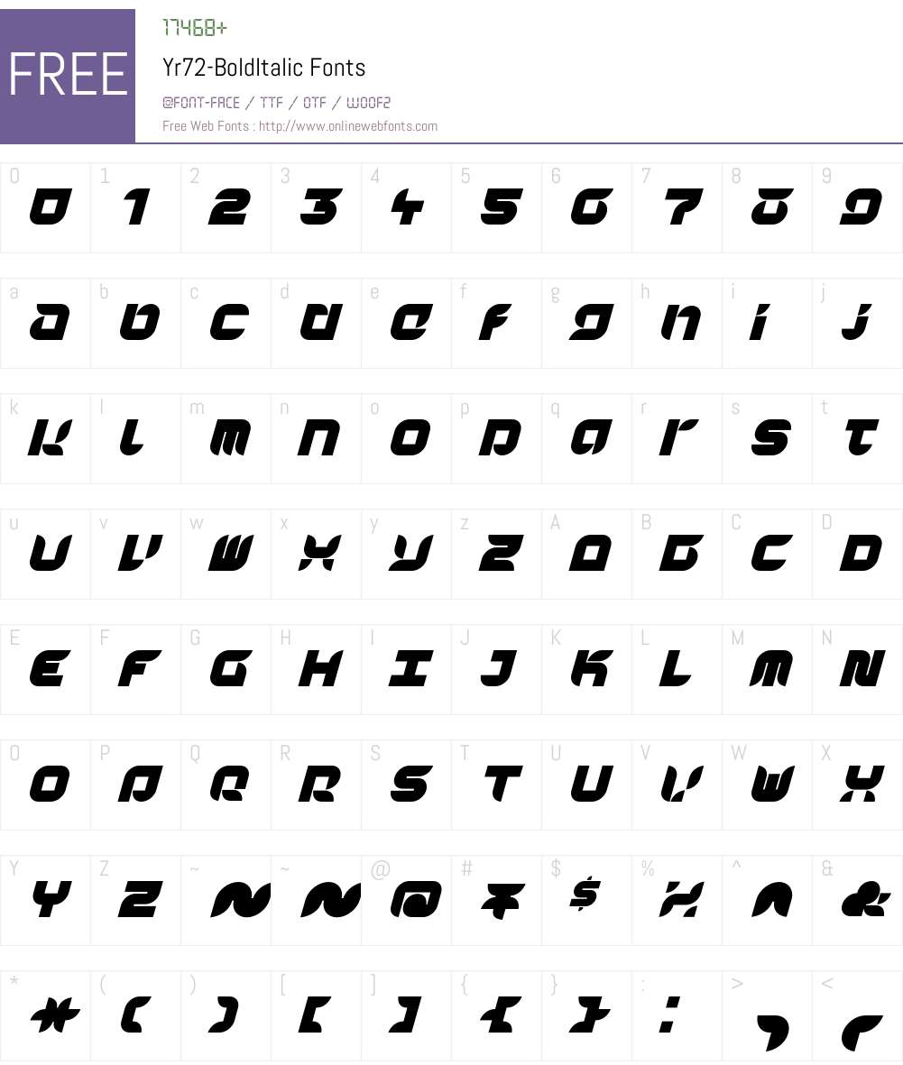 Yr72 Font Screenshots