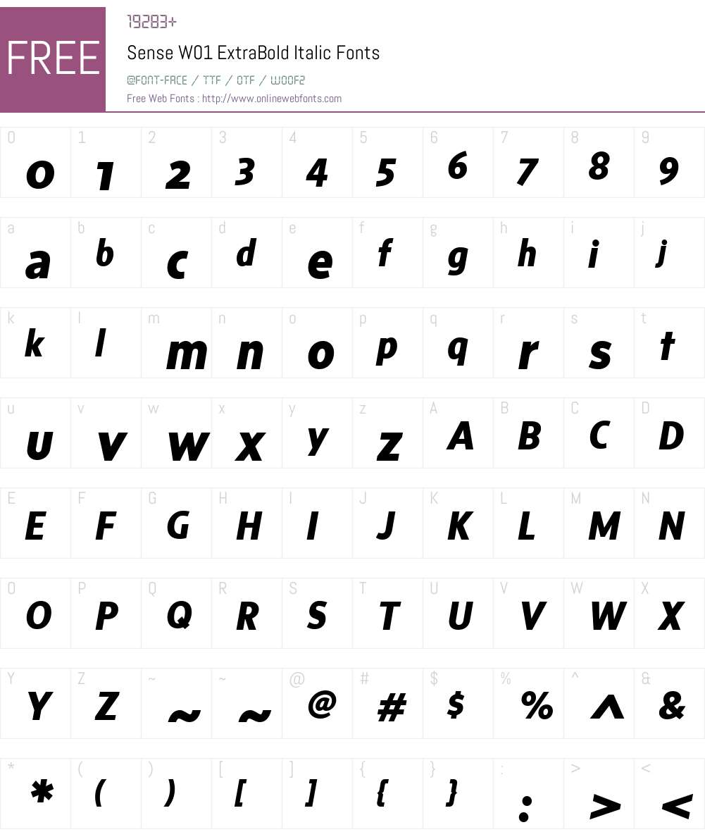 SenseW01-ExtraBoldItalic Font Screenshots