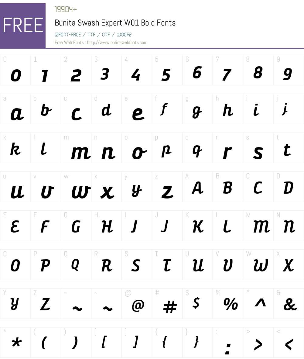 BunitaSwashExpertW01-Bold Font Screenshots