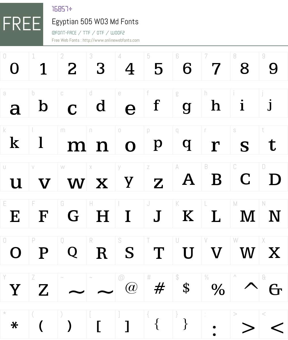 Egyptian 505 Font Screenshots