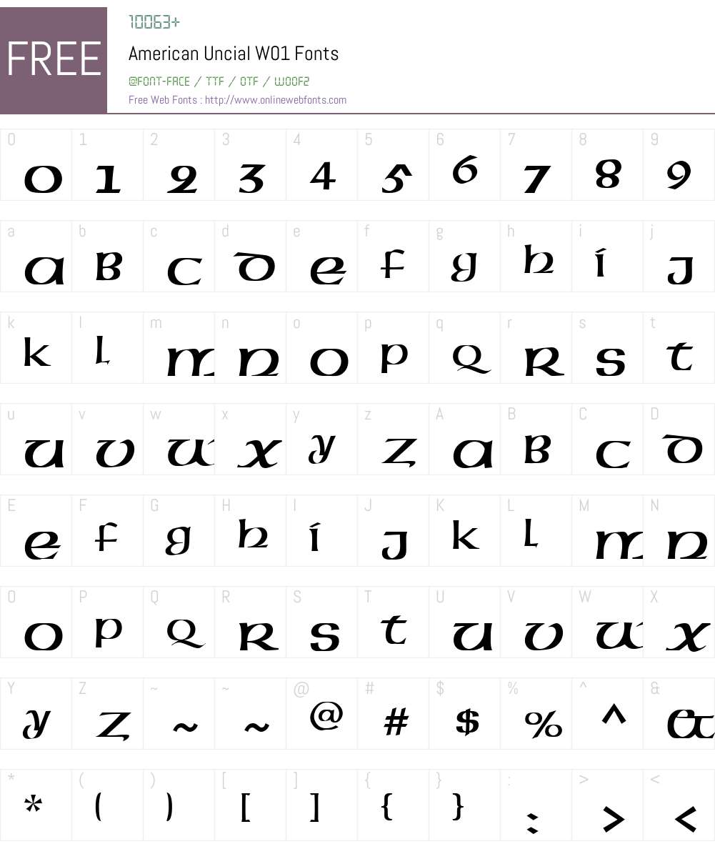AmericanUncialW01 Font Screenshots