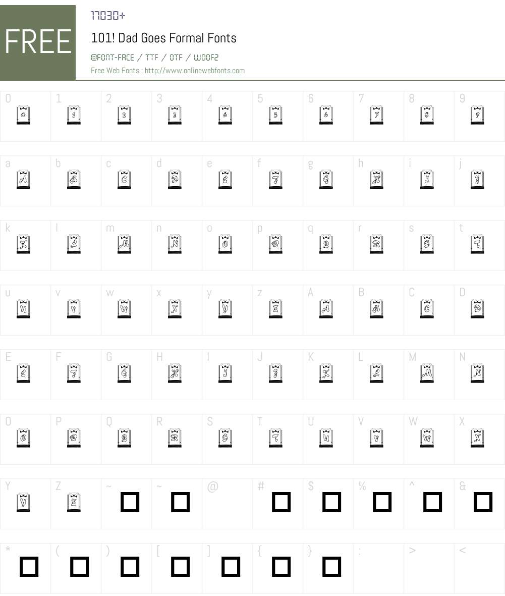 101! Dad Goes Formal Font Screenshots