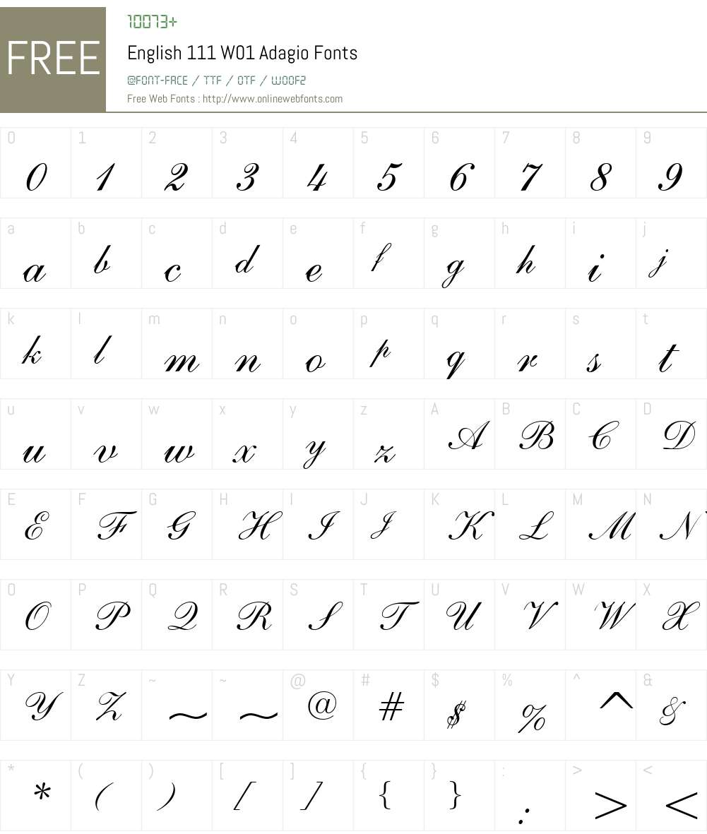 English111W01-Adagio Font Screenshots