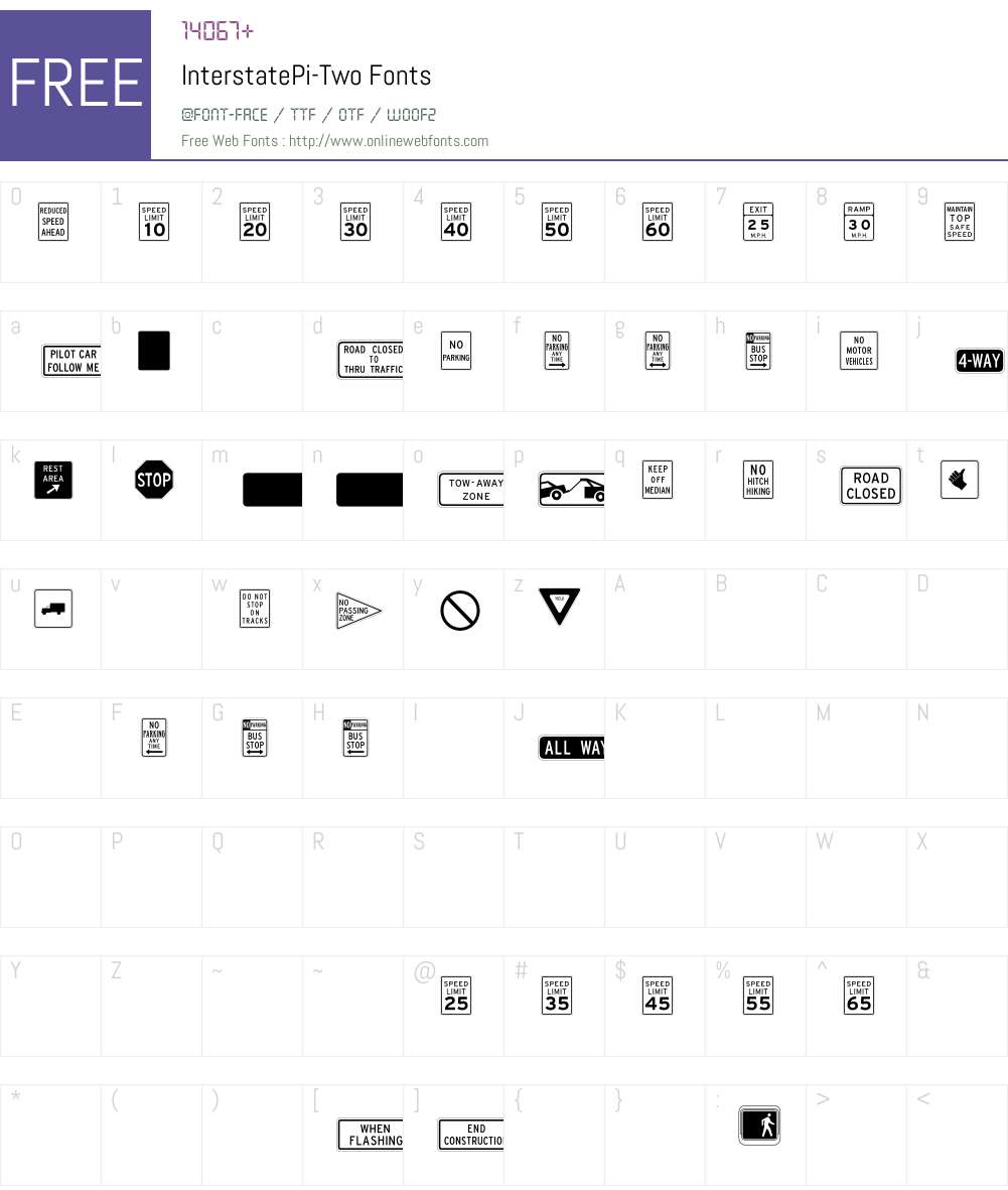 InterstatePi Font Screenshots