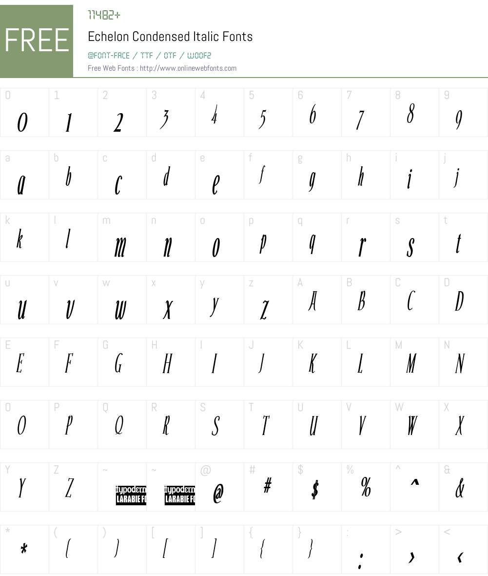 Echelon Condensed Font Screenshots
