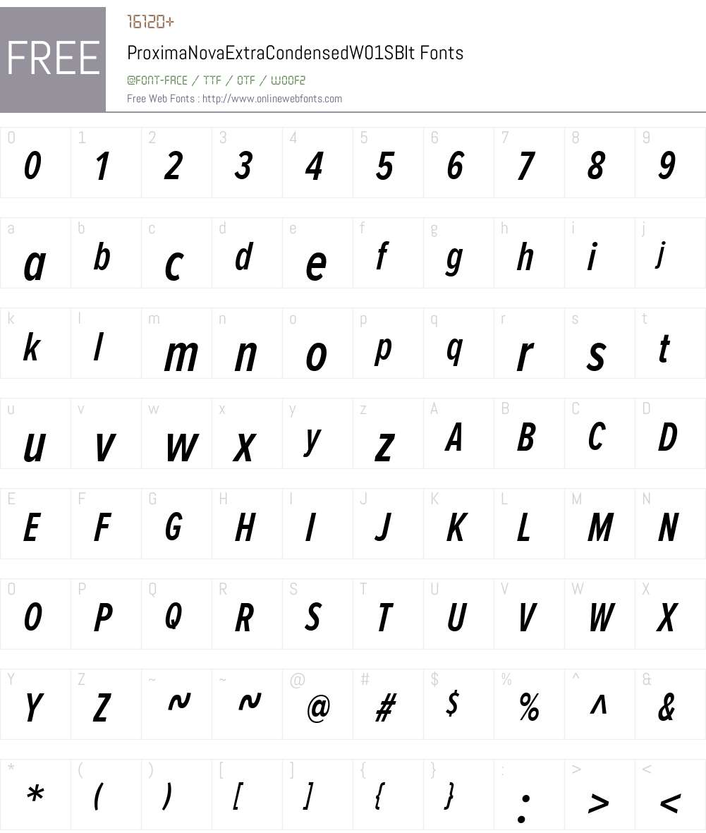 ProximaNovaExtraCondensedW01-SBIt Font Screenshots