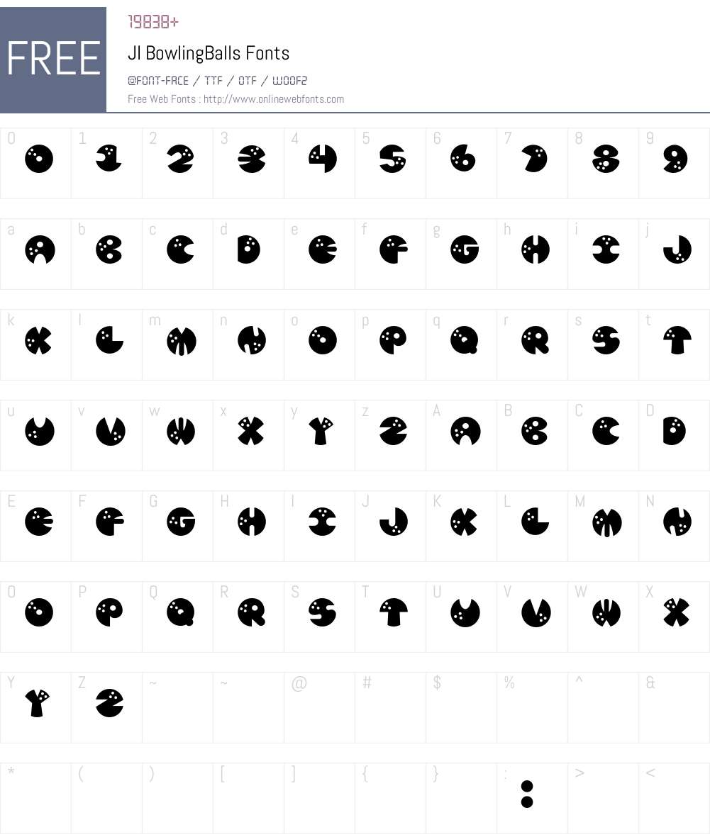 JI Bowling Balls Font Screenshots