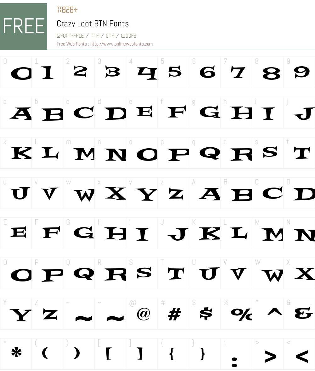 Crazy Loot BTN Font Screenshots