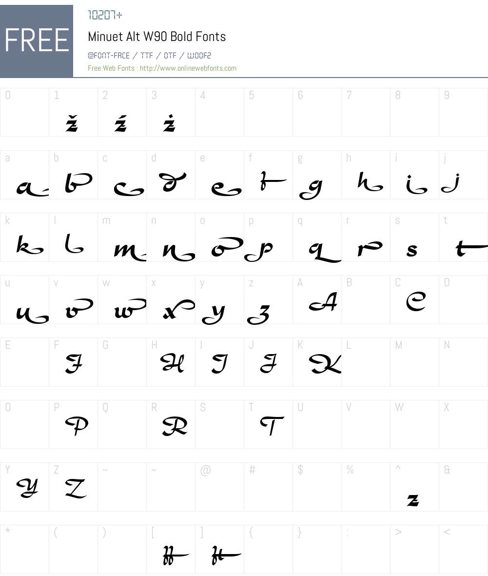 MinuetAltW90-Bold Font Screenshots