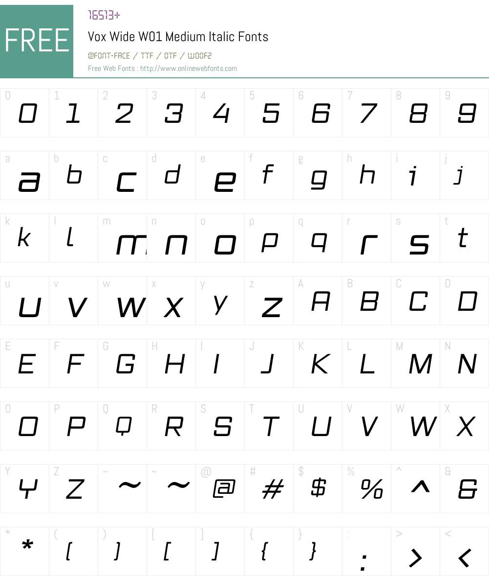 VoxWideW01-MediumItalic Font Screenshots