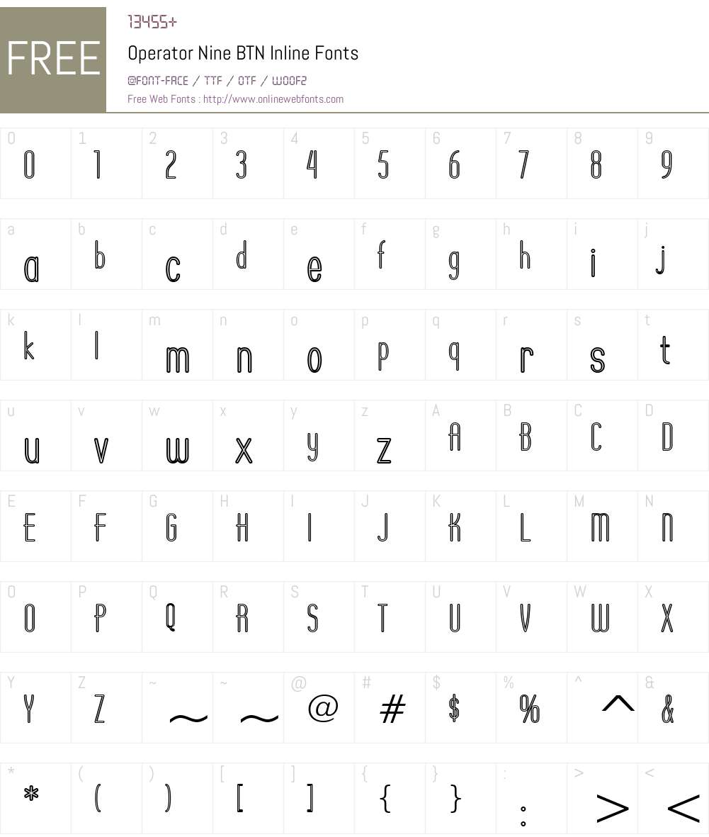 Operator Nine BTN Inline Font Screenshots