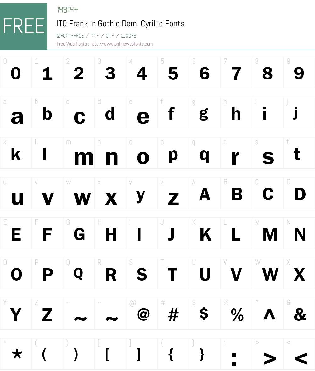 FranklinGothicDemiC Font Screenshots