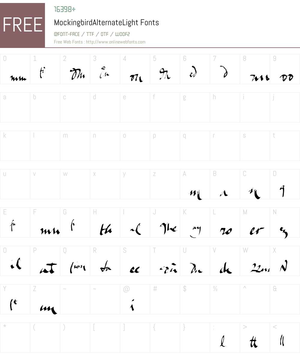 MockingbirdW90-Alt Font Screenshots