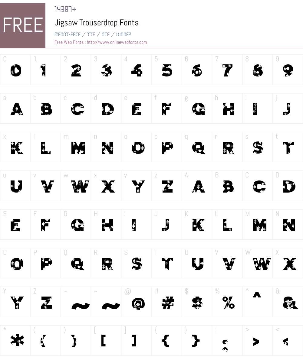 Jigsaw Trouserdrop Font Screenshots