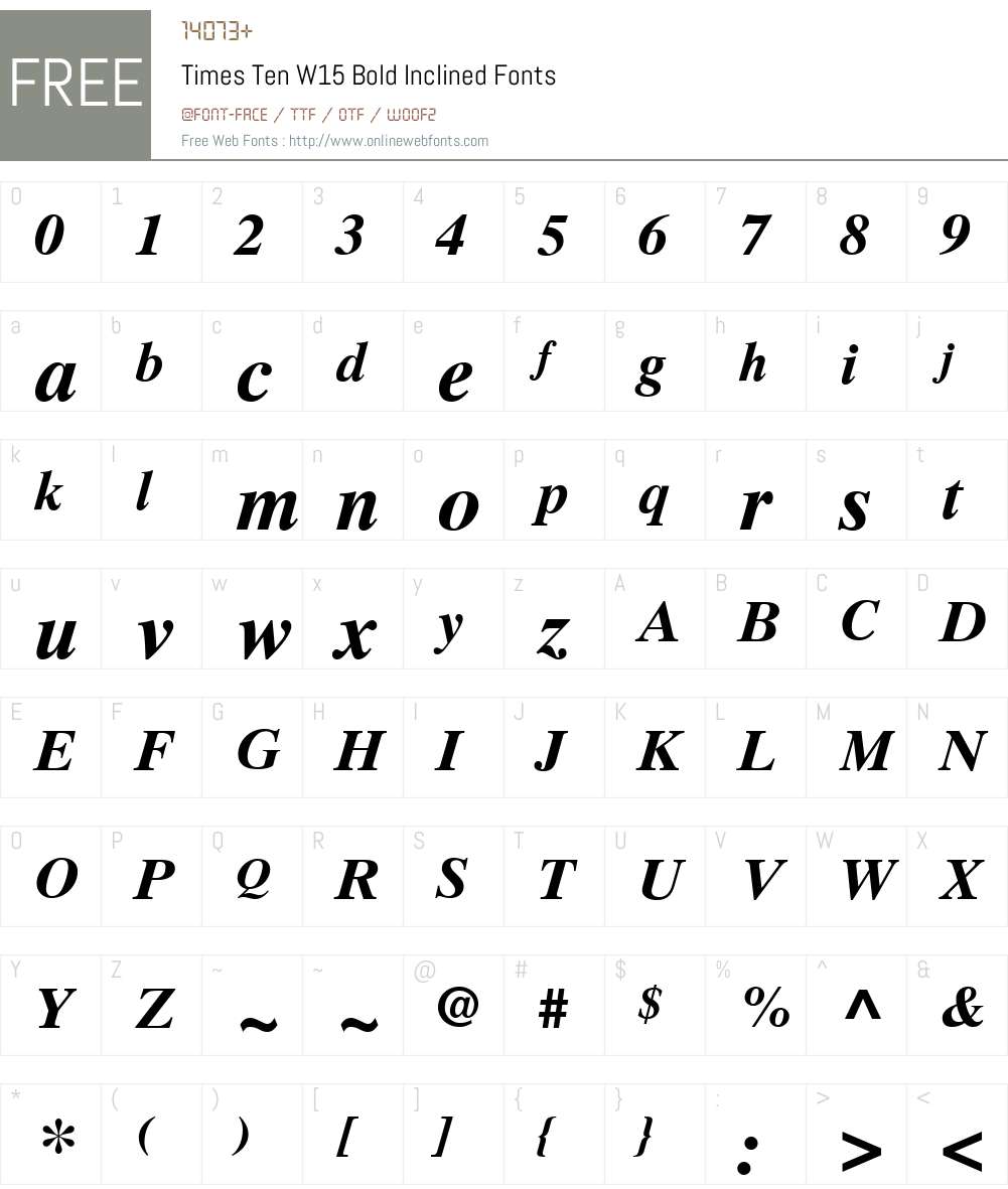 TimesTenW15-BdInclined Font Screenshots
