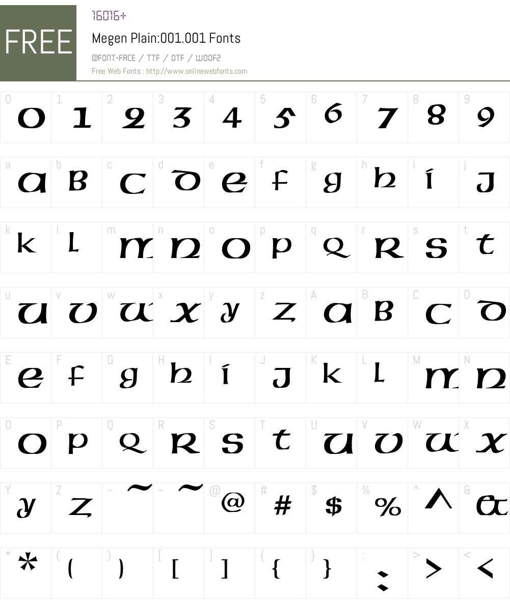 Megen Font Screenshots