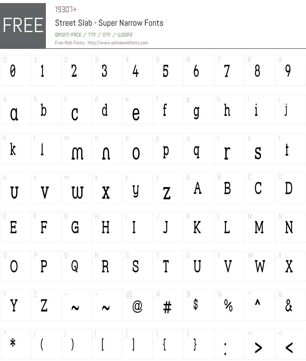 Street Slab - Super Narrow Font Screenshots