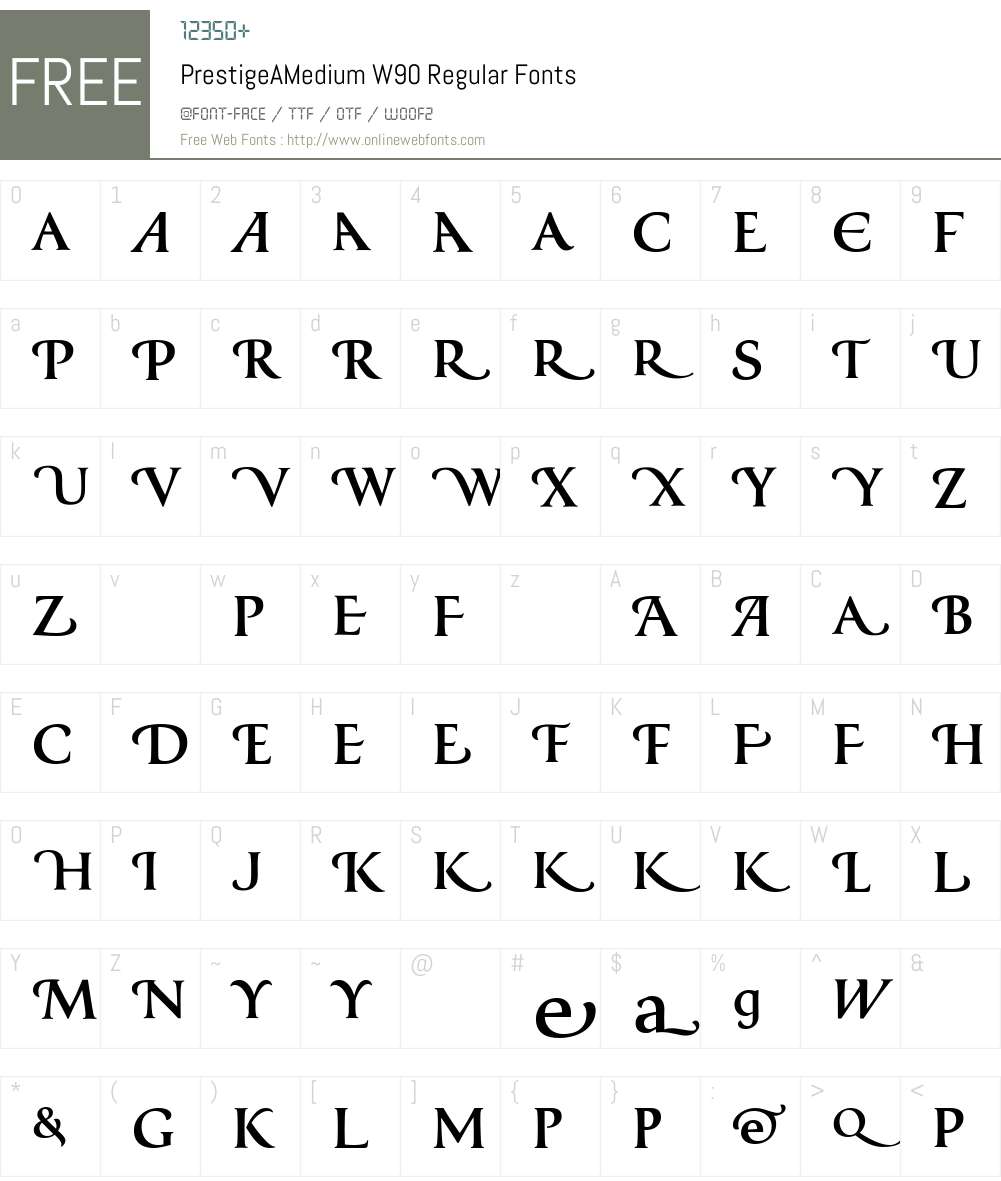 PrestigeAMediumW90-Regular Font Screenshots