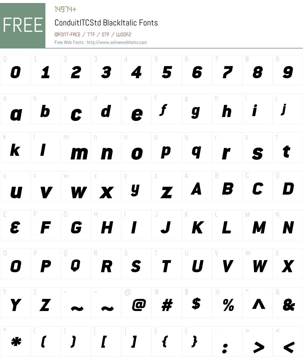ConduitITCStd Font Screenshots