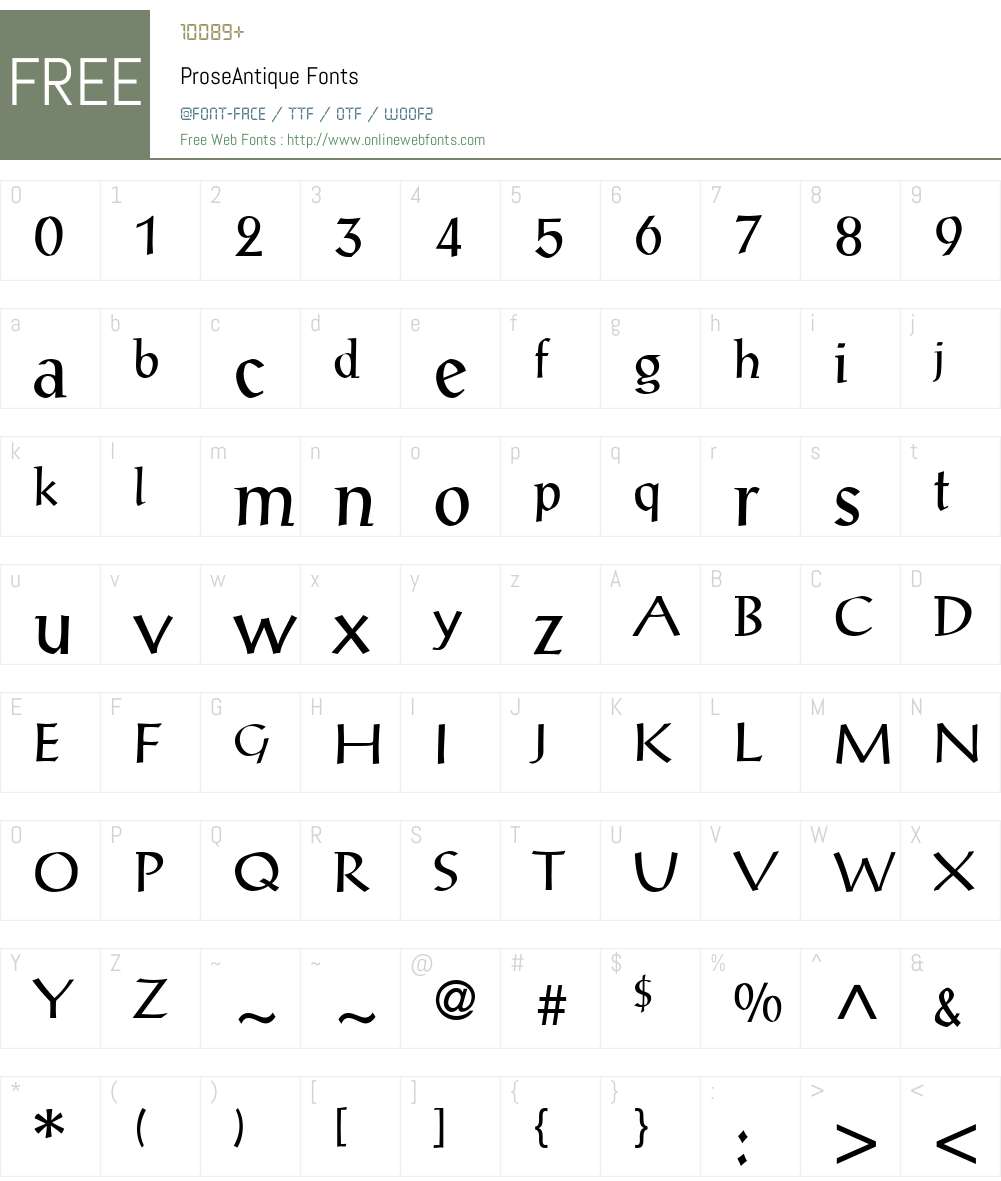 ProseAntique Font Screenshots
