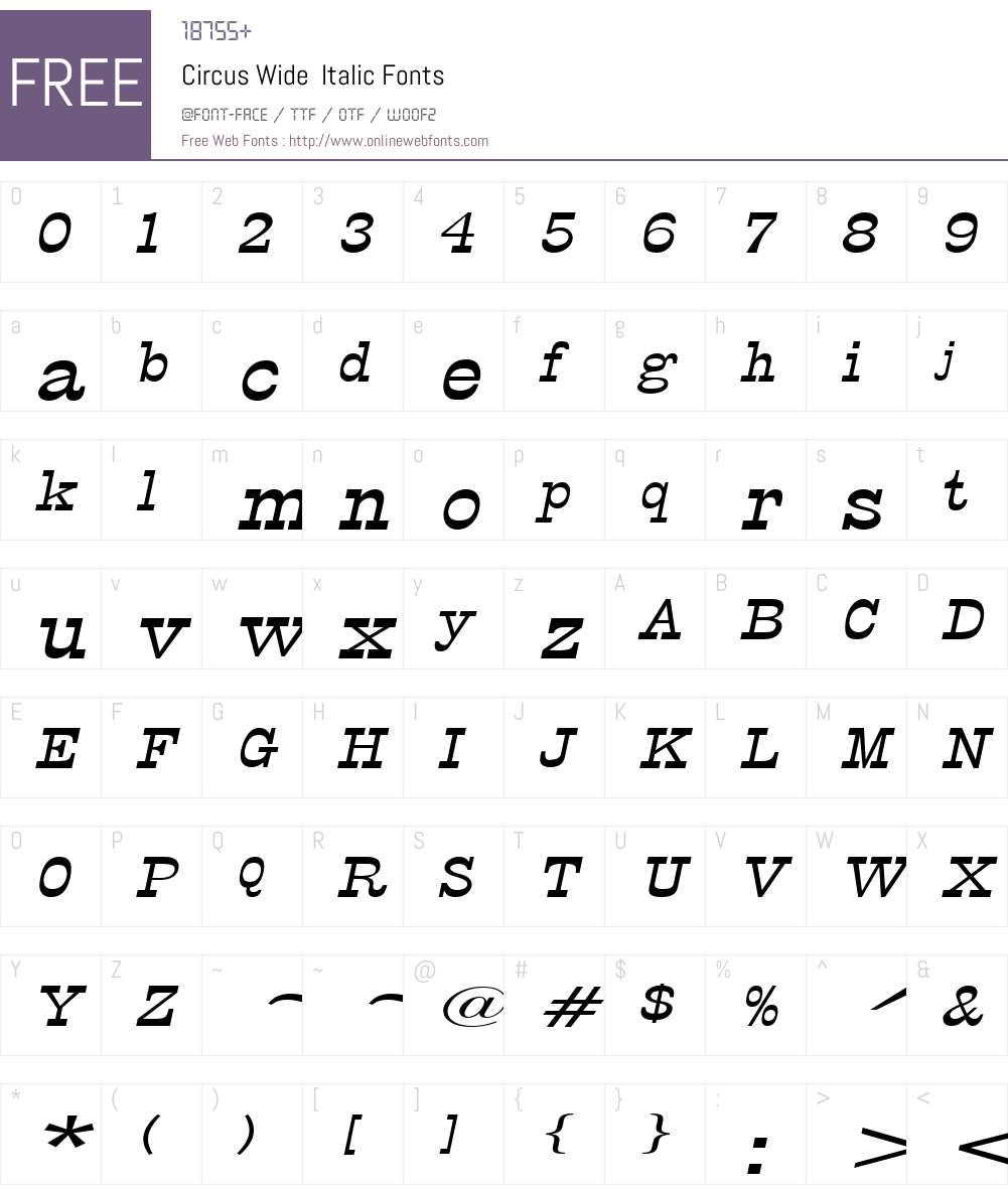 Circus Wide Font Screenshots