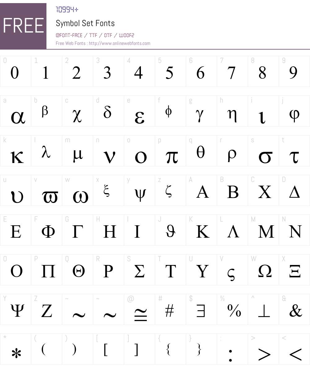 Symbol Set Font Screenshots