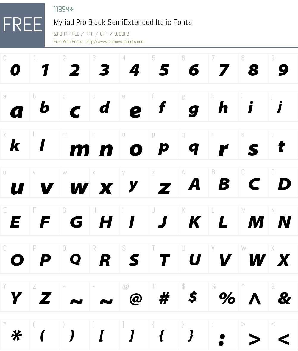 Myriad Pro Font Screenshots